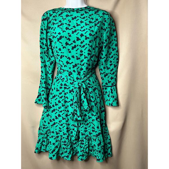 Tanya Taylor Green Leopard Nomi Wrap Dress 2 - Picture 4 of 9